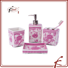 shabby chic pink flora ceramic bath set